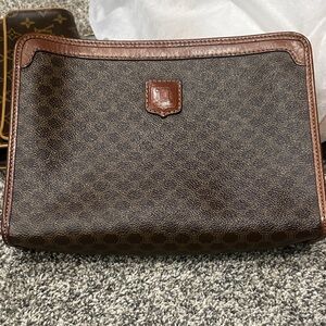 🤎Celine Brown Monogram Cosmetic Pouch with Leather Trim